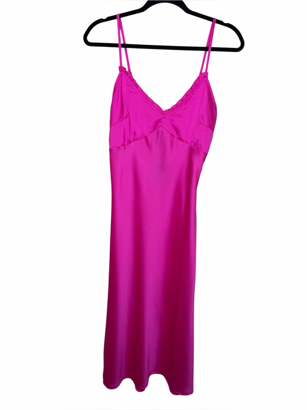 Japna Hot Pink Slip Dress Midi Leg Slit Sz M Sexy Prom Going Out Fairycore